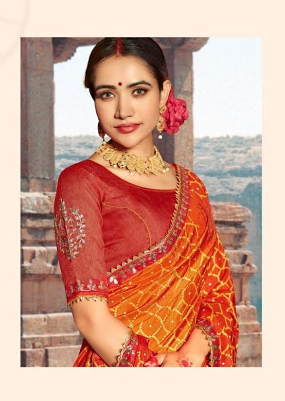 Buy Yellow Georgette Banarasi Sari Online in USA| Embroidered Border – Pure  Elegance